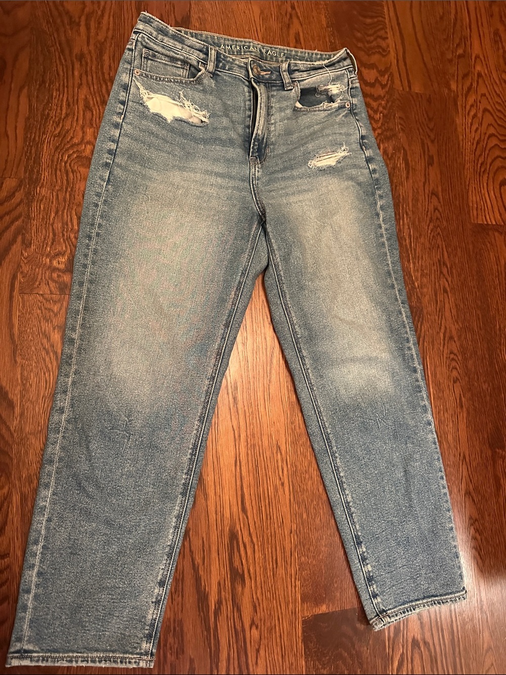 American Eagle Outfitters High-Rise Light Blue Distressed Jeans